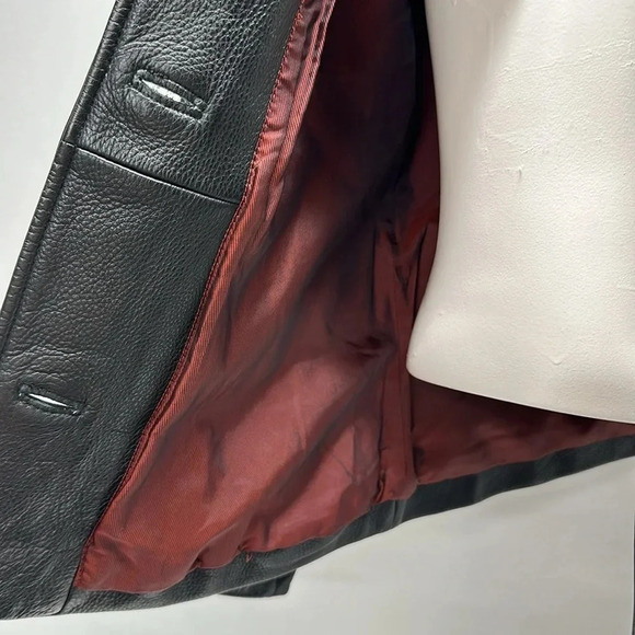 The Territory Ahead 100% Leather Jacket Coat Collared Button Down Black Small - Picture 8 of 12